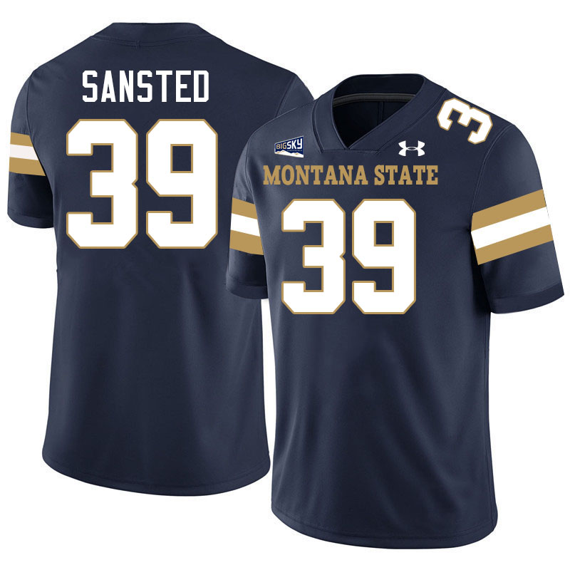 Montana State Bobcats #39 Myles Sansted College Football Jerseys,Uniforms Stitched-Navy